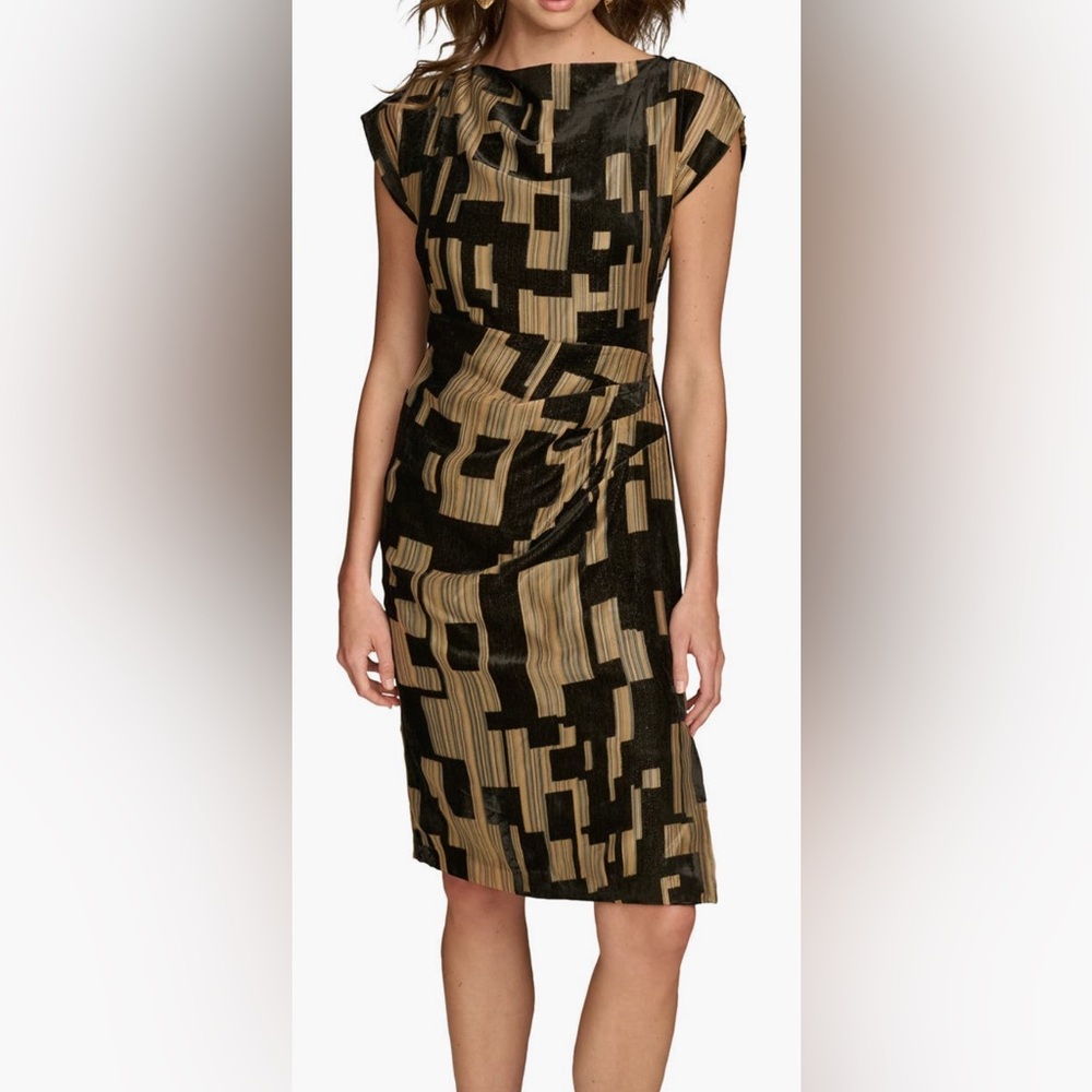 Donna Karan Metallic velvet Geo Print Dress (12)
